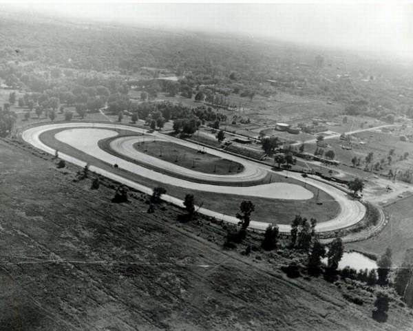 Mt. Clemens Race Track - Aerial View - Note Lagoon In Between Tracks